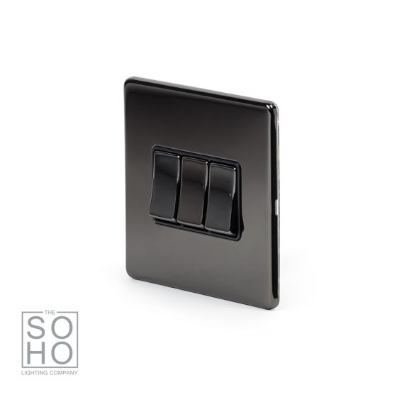 Black Nickel 3 Gang Light Switch 3 Gang 2 Way Switch with Black