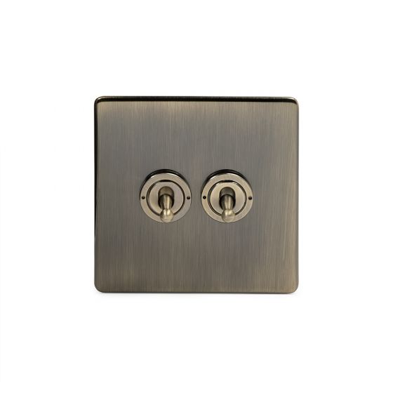 Soho Lighting Antique Brass 2 Gang 2 Way Toggle Switch Screwless