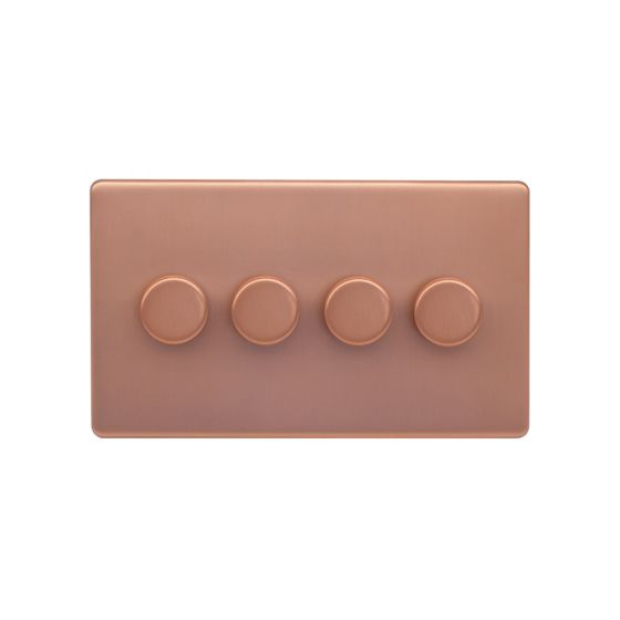 Lieber Brushed Copper 4 Gang 2 Way Intelligent Trailing Dimmer Screwless 100W LED (250w Halogen/Incandescent)