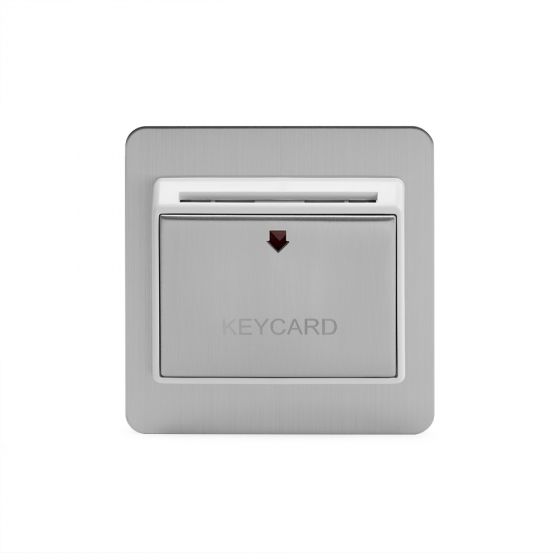 Soho Lighting Brushed Chrome 32A Key Card Switch With White Insert