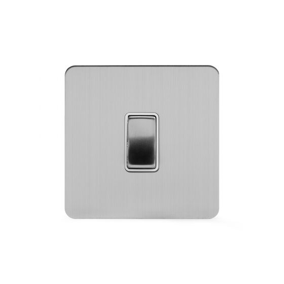 Soho Lighting Brushed Chrome Flat Plate 10A 1 Gang 2 Way Switch Wht Ins