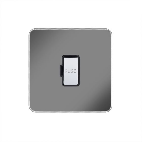 Soho Fusion Black Nickel & Polished Chrome With Chrome Edge 13A Unswitched Fused Connection Unit (FCU) Black Insert Screwless