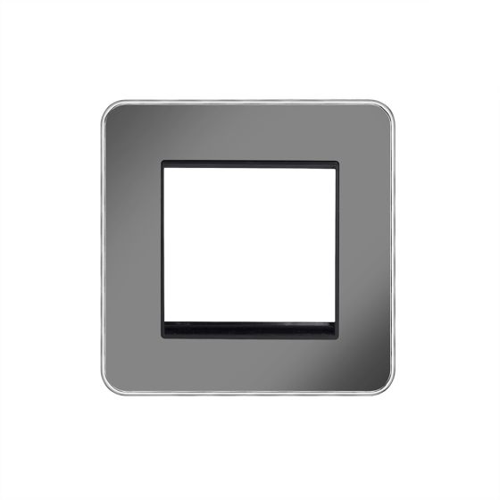 Soho Lighting Black Nickel Plate with Chrome Edge Single Data Plate 2 Modules Blk Ins Screwless