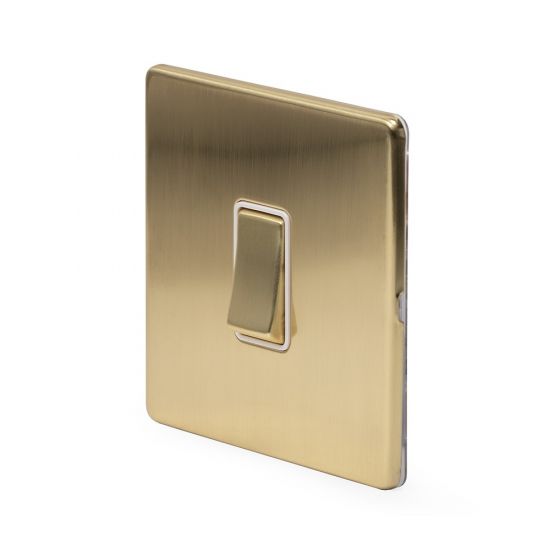 Brushed Brass & White 1 Gang Light Switch Soho Lighting Brushed Brass
