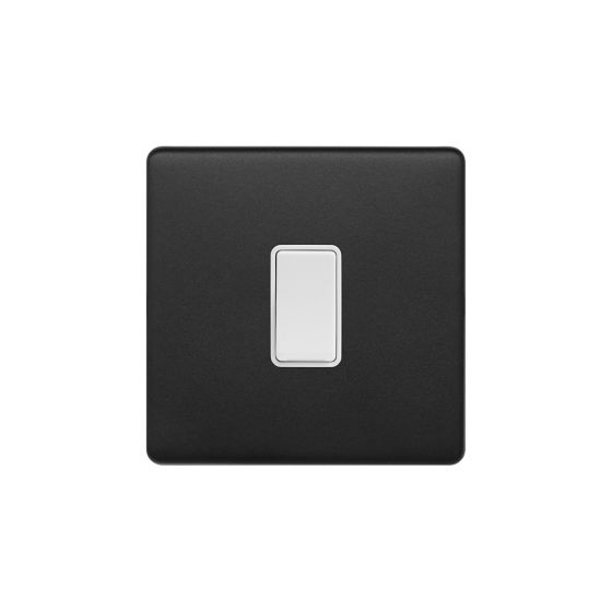 Soho Fusion Matt Black & White 10A 1 Gang Intermediate Switch Screwless