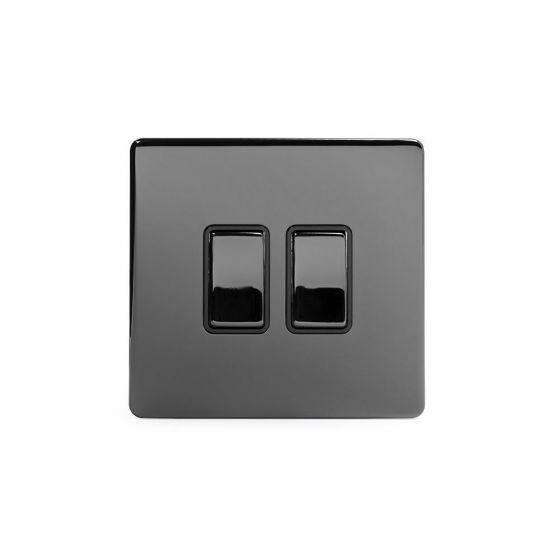 Soho Lighting Black Nickel 2 Gang Retractive Switch Blk Ins Screwless