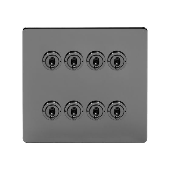 Soho Lighting Black Nickel 8 Gang Toggle Light Switch 20A 2 Way Screwless