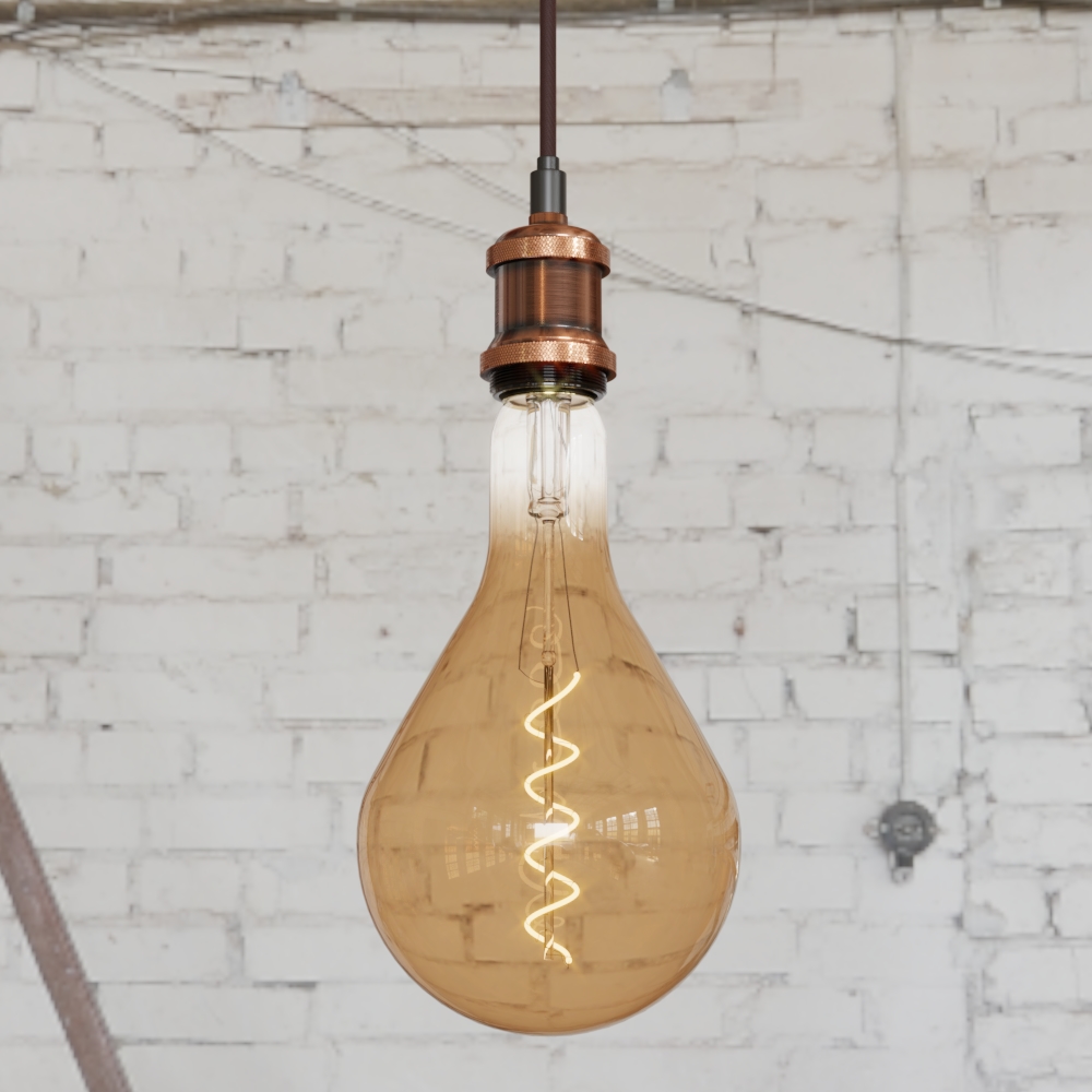 Soho Lighting Dark/Brown Edison Antique Copper Pendant Bulb Holder With Round Cable
