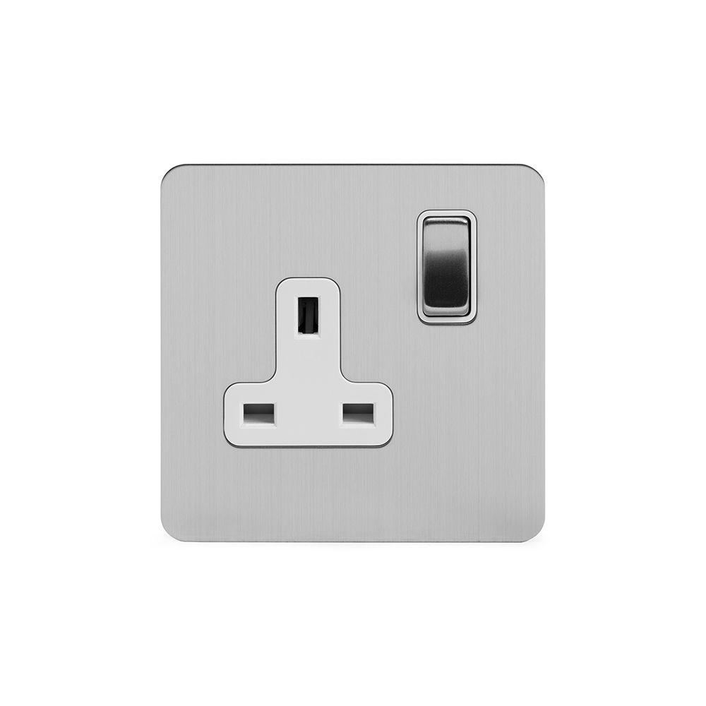 Full Range Polished Chrome Classical Sockets Switches Dimmers White Metal Rocker 